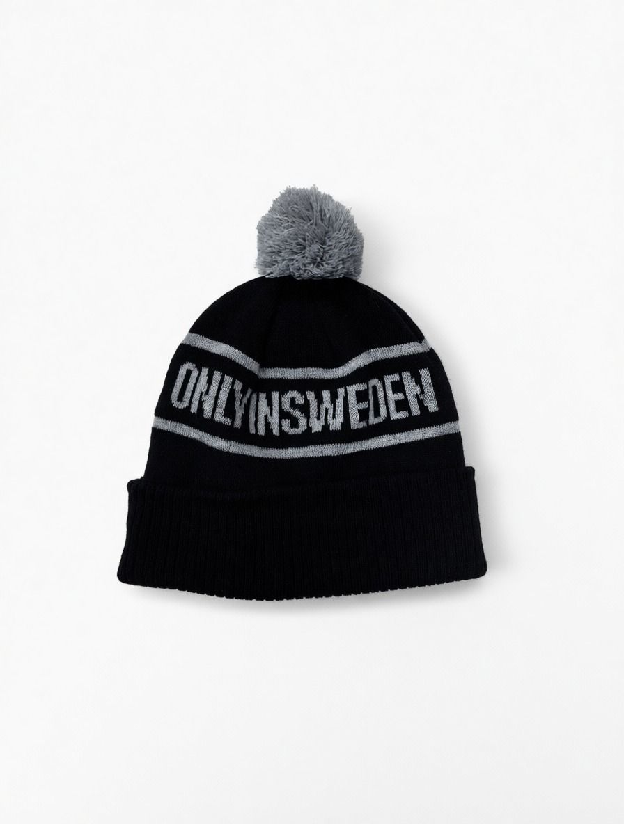 ONLY1NSWEDEN – Arctic Knitted Beanie i svart & grå