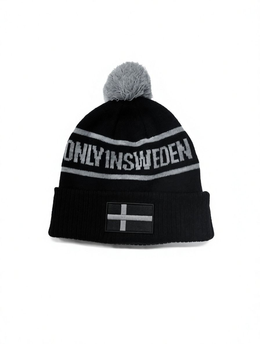 ONLY1NSWEDEN – Arctic Knitted Beanie i svart & grå