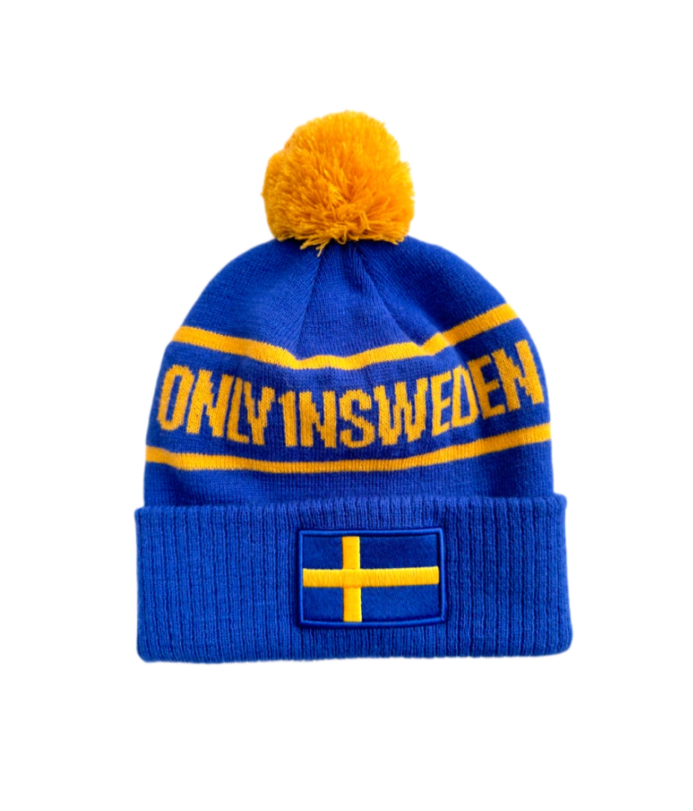 Arctic Knitted Beanie i Blå & Gul