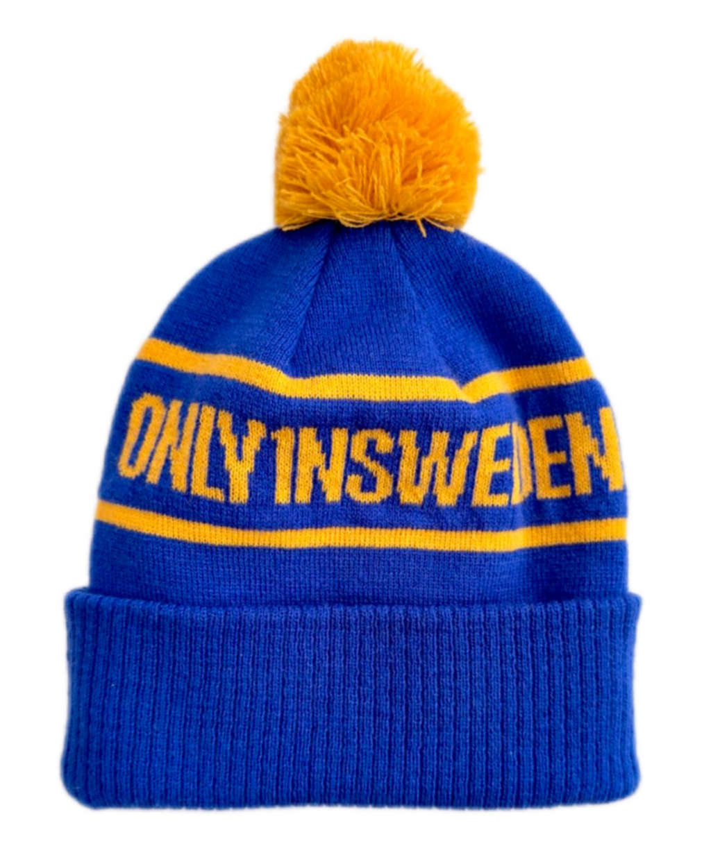 Arctic Knitted Beanie i Blå & Gul