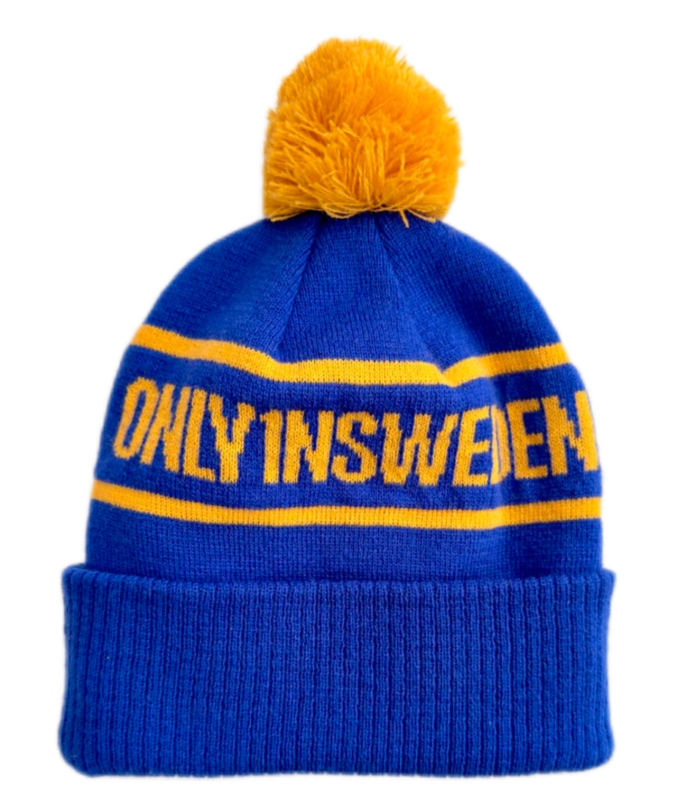 Arctic Knitted Beanie i Blå & Gul